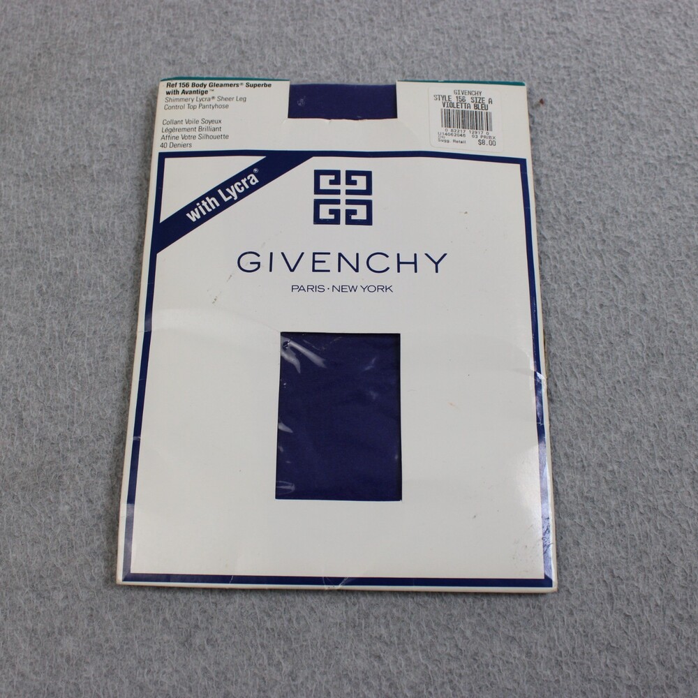 Givenchy Body Gleamers Pantyhose Womens A Blue Shimmery Sheer Control Top Y2K